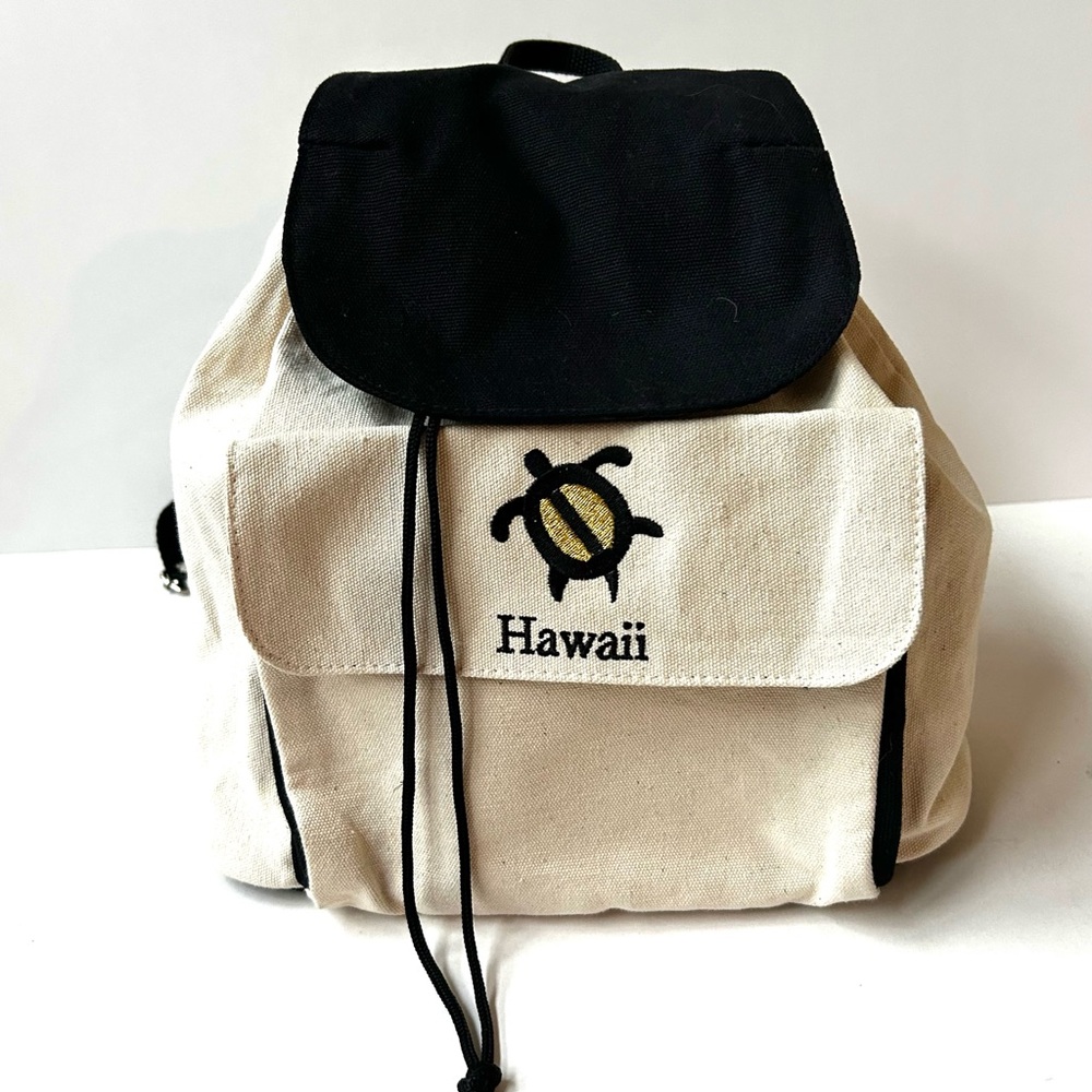 New, Never Used Canvas Backpack with Turtle Embroidery